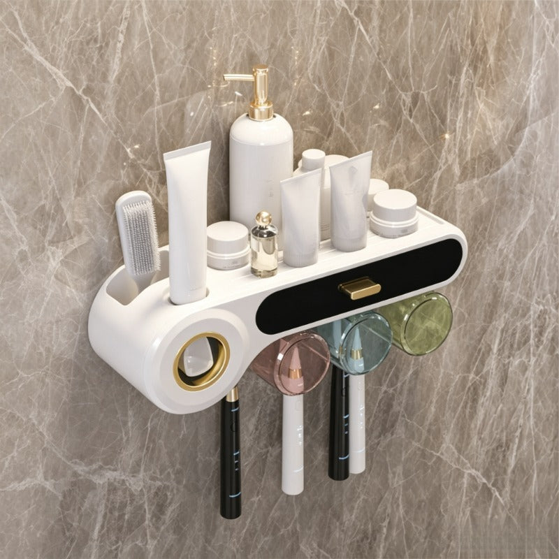 Toothpaste Dispenser| Wall Mounted Toothbrush Rack