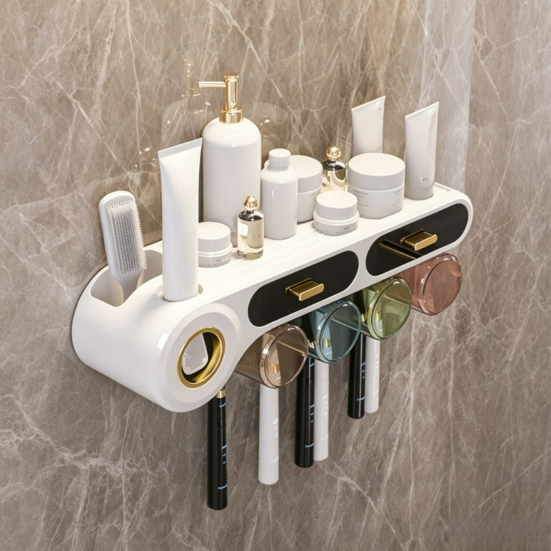 Toothpaste Dispenser| Wall Mounted Toothbrush Rack