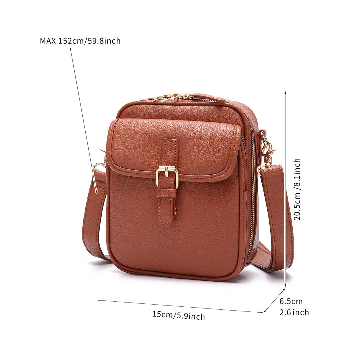 Leather Crossbody Bag, Anti-Theft Compact Design