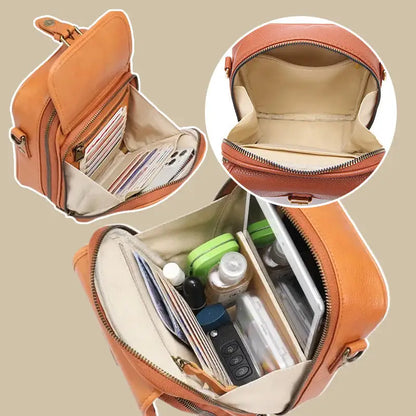 Leather Crossbody Bag , Anti-Theft Compact Square Design